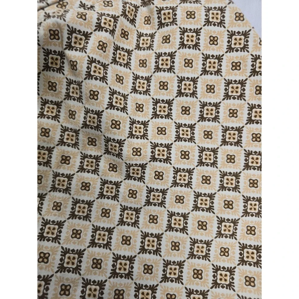 Talbots‎ Capri Pants Womens 10P Brown Tan Geometric Stretch Crop Petite Print